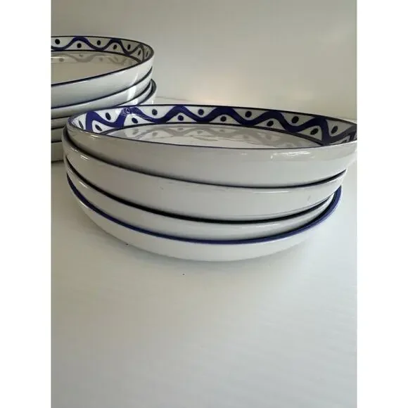 Dansk Arabesque Blue Wave Coupe Salad Plates 8" Raised Edge Set of 4 - Picture 6 of 7